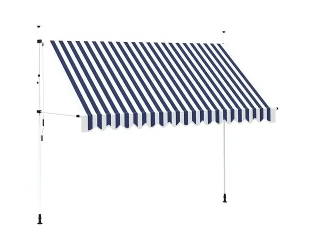 vidaXL toldo manual retráctil 350 cm azul y blanco a rayas | Brico Depôt Prezzo Di Fabbrica