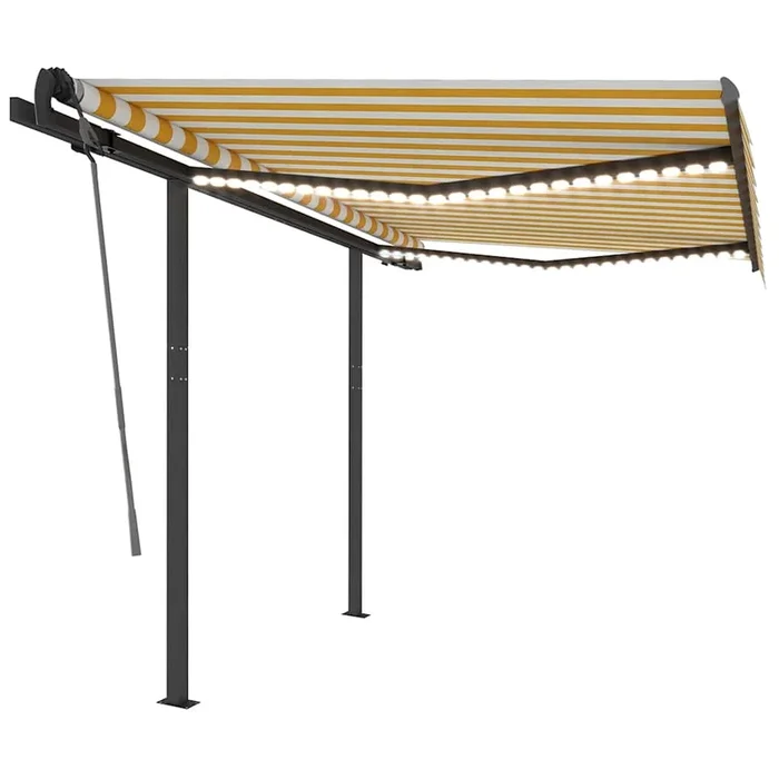 vidaXL Toldo manual retráctil con LED amarillo y blanco 3,5×2,5 m