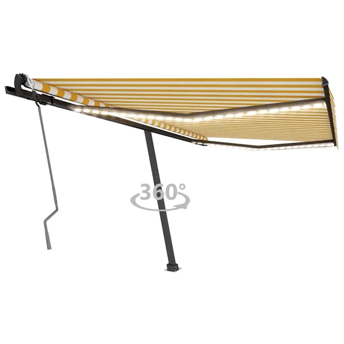 vidaXL Toldo manual retráctil con LED amarillo y blanco 450×300 cm