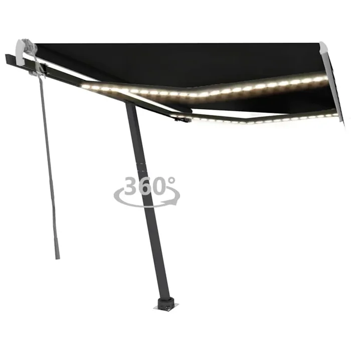 vidaXL Toldo manual retráctil con LED antracita 350×250 cm