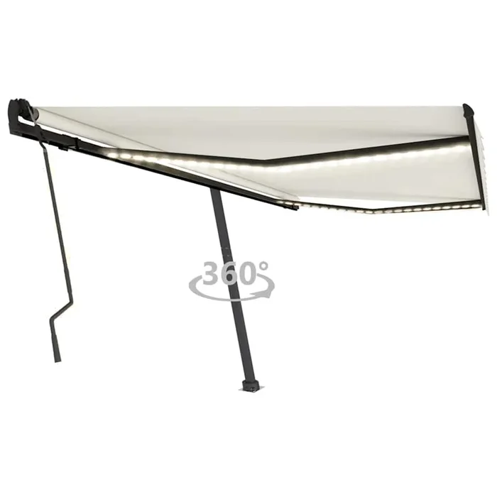 vidaXL Toldo manual retráctil con LED crema 400×300 cm