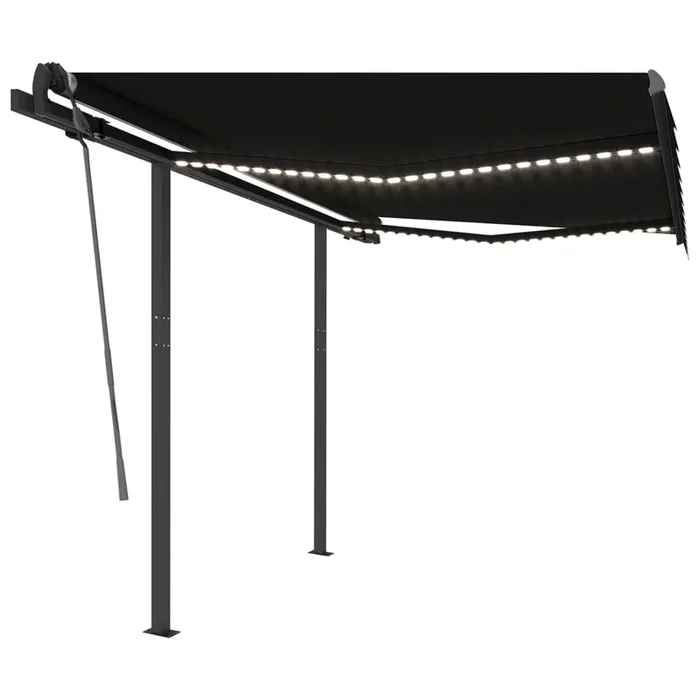 vidaXL Toldo manual retráctil con LED gris antracita 3×2,5 m