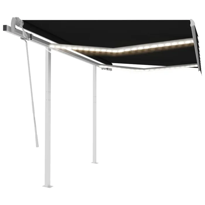 vidaXL Toldo manual retráctil con luz LED gris antracita 3×2,5 m
