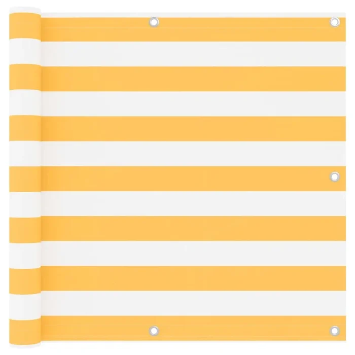 vidaXL Toldo para balcón tela oxford blanco y amarillo 90×600 cm