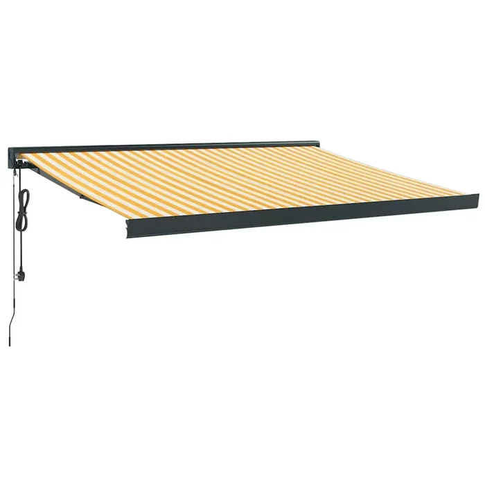 vidaXL Toldo retráctil aluminio y tela amarillo y blanco 3,5×2,5 m (4)