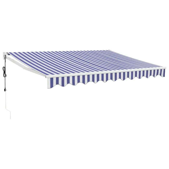 vidaXL Toldo retráctil automático azul y blanco 3,5×2,5 m (2)