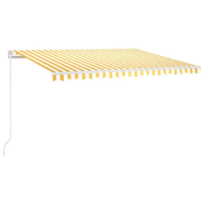 vidaXL Toldo retráctil manual amarillo y blanco 450×300 cm