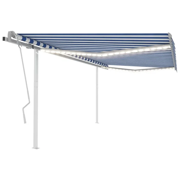 vidaXL Toldo retráctil manual con luz LED azul y blanco 4×3 m