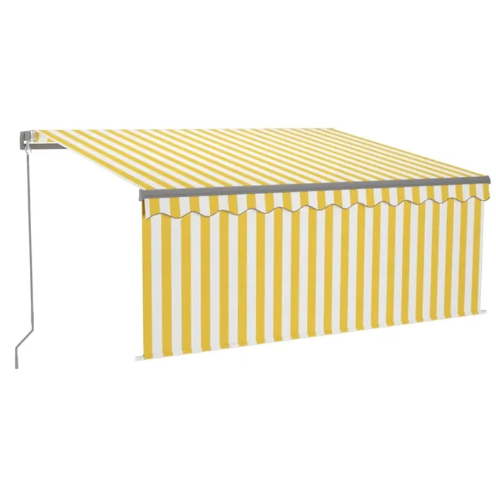 vidaXL Toldo retráctil manual con persiana amarillo y blanco 3,5×2,5 m (2)