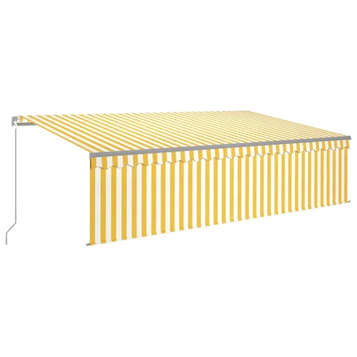 vidaXL Toldo retráctil manual con persiana amarillo y blanco 5×3 m (2)