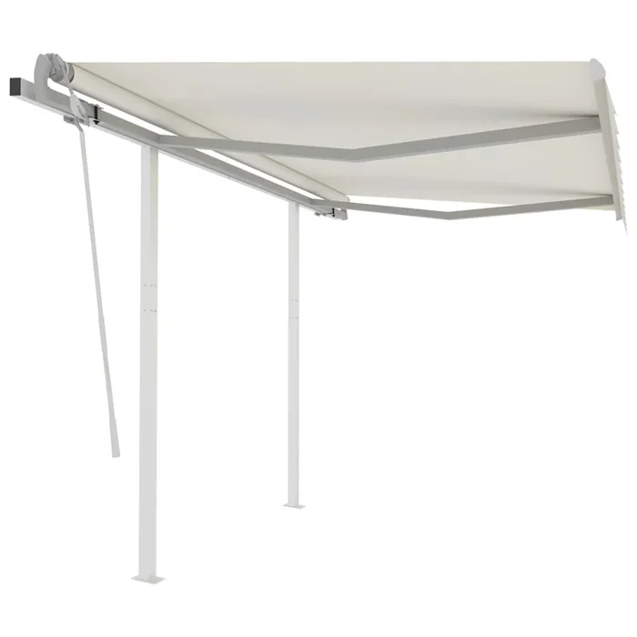 vidaXL Toldo retráctil manual con postes crema 3,5×2,5 m