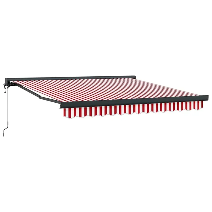 vidaXL Toldo Retráctil Manual red and white 350 x 250 cm Tela, Metal