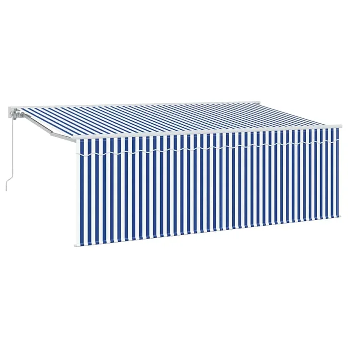 vidaXL Toldo Retráctil Rayado Azul y blanco 400 x 200 cm tela