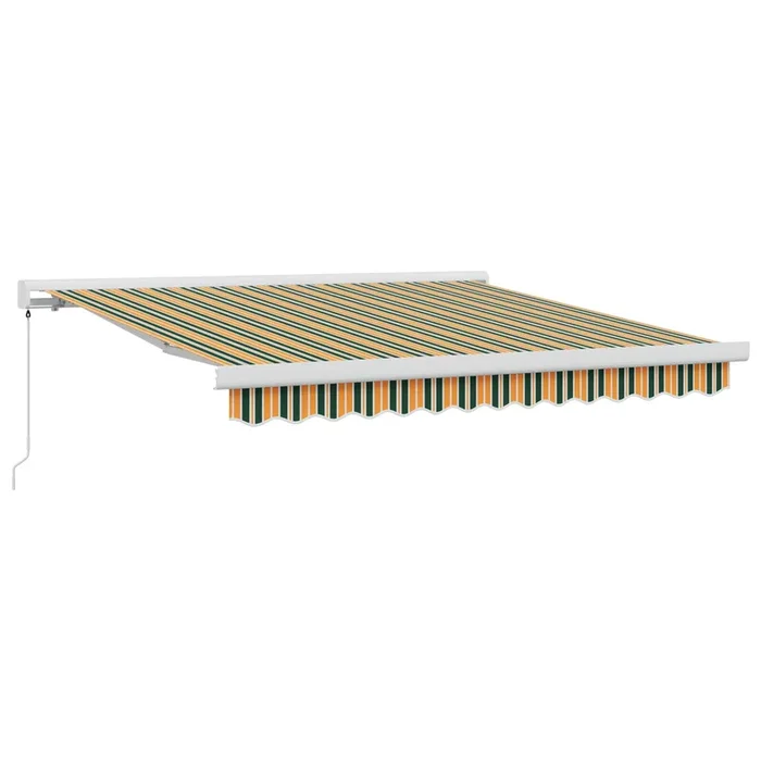 vidaXL Toldo Retráctil Verde y amarillo 300 x 250 cm Tela y Metal