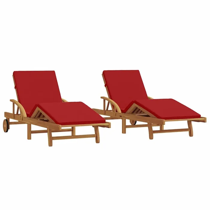 vidaXL Tumbona 2 pcs Rojo 200 x 67 x 84cm Madera maciza de Acacia