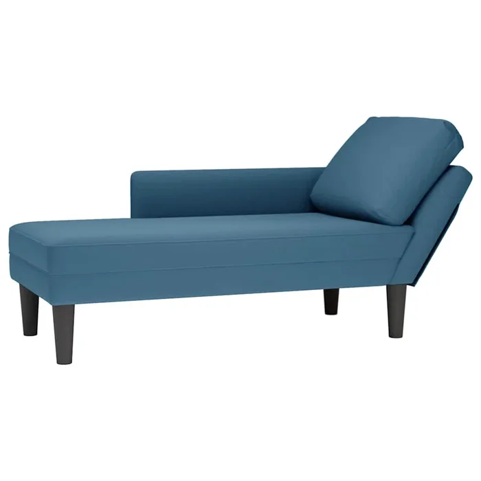 vidaXL Tumbona con almohada y reposabrazo derecho terciopelo azul
