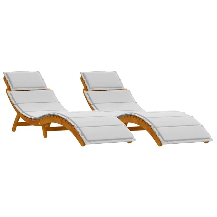 vidaXL Tumbona con cojín 2-persona 2 pcs Gris Claro 184 x 55 x 64cm