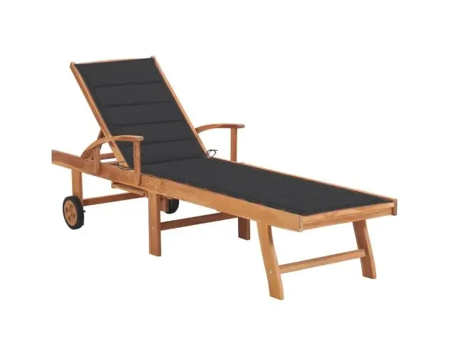 vidaXL tumbona con cojín antracita madera maciza de teca | Brico Depôt Offerta Speciale