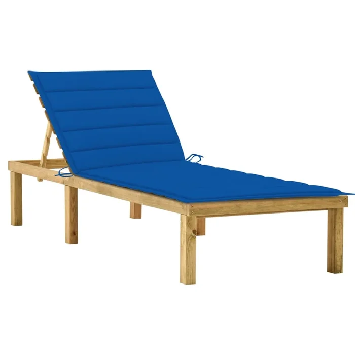 vidaXL Tumbona con cojín azul royal madera de pino impregnada (2)