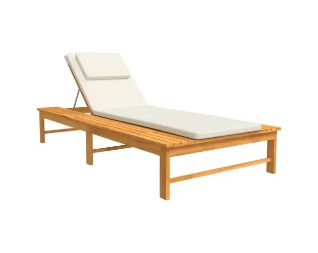 vidaXL tumbona con cojín blanco crema y almohada madera maciza acacia | Brico Depôt Promo Stagionale