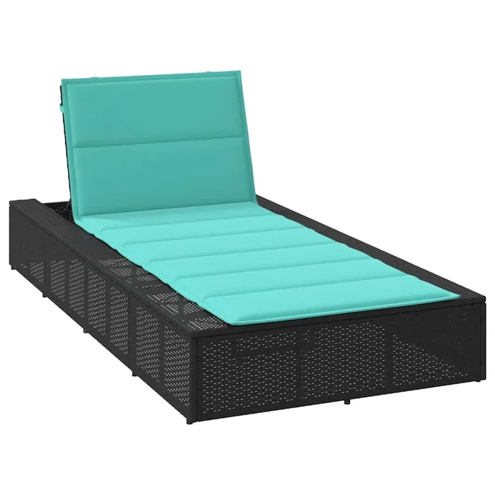 vidaXL Tumbona con cojín flotante ratán sintético negro