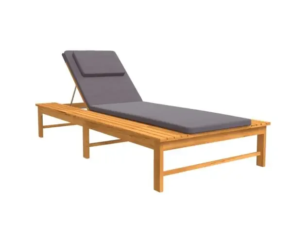 vidaXL tumbona con cojín gris oscuro y almohada madera maciza acacia | Brico Depôt Moderno