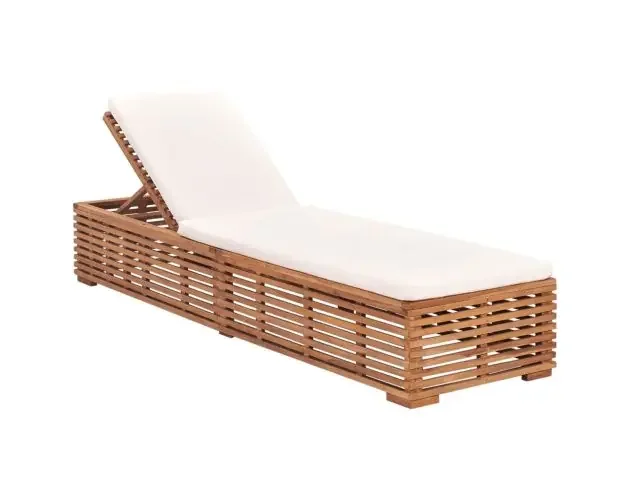vidaXL tumbona con cojín madera maciza de teca crema | Brico Depôt Sconto