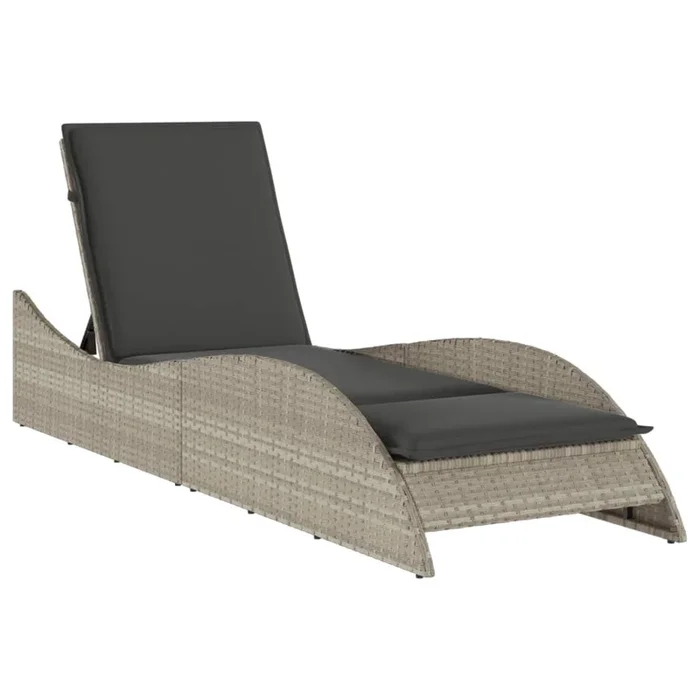vidaXL Tumbona con cojín ratán sintético gris claro 60x205x73 cm