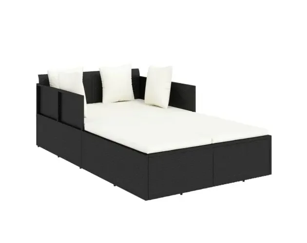 vidaXL tumbona con cojines ratán sintético negro 182x118x63 cm | Brico Depôt Must-Have