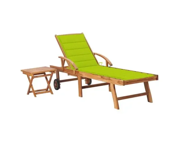 vidaXL tumbona con mesa y cojín madera maciza de teca | Brico Depôt Saldi
