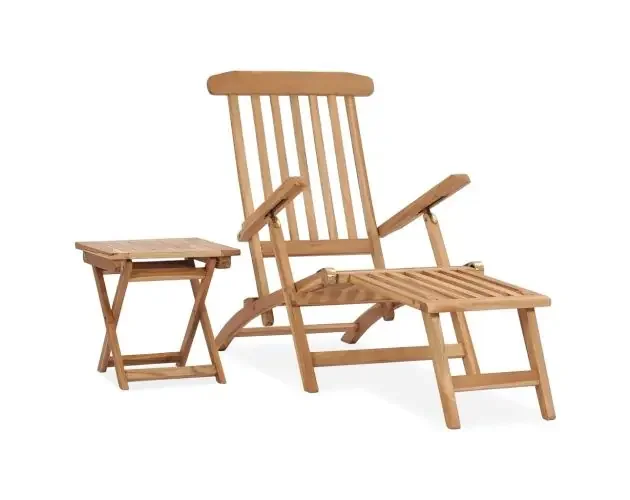 vidaXL tumbona con reposapiés y mesita madera maciza de teca | Brico Depôt Compra Online