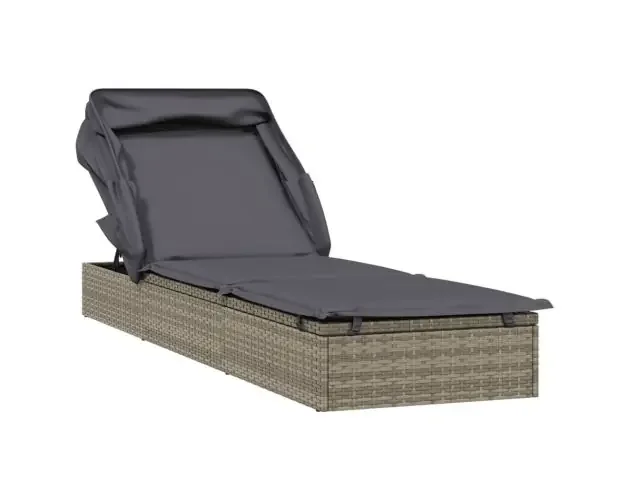 vidaXL tumbona con toldo plegable ratán sintético gris 213x63x97cm | Brico Depôt A Buon Prezzo