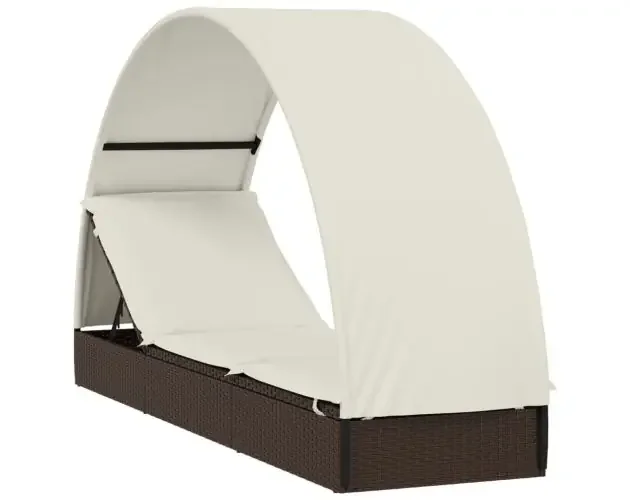 vidaXL tumbona con toldo redondo ratán sintético marrón 211x57x140cm | Brico Depôt Edizione Limitata