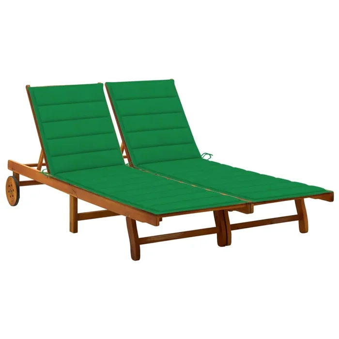 vidaXL Tumbona de jardín 2 personas y cojines madera maciza de acacia (6)