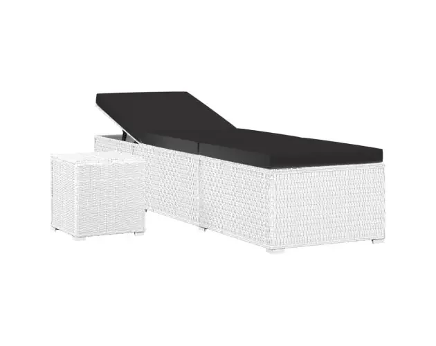 vidaXL tumbona de jardín con cojín y mesita ratán sintético blanco | Brico Depôt Originale