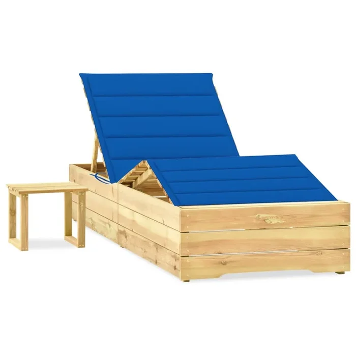 vidaXL Tumbona de jardín con mesa y cojín de madera de pino impregnada (54)
