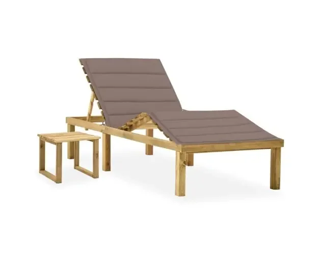 vidaXL tumbona de jardín con mesa y cojín de madera de pino impregnada | Brico Depôt Autentico