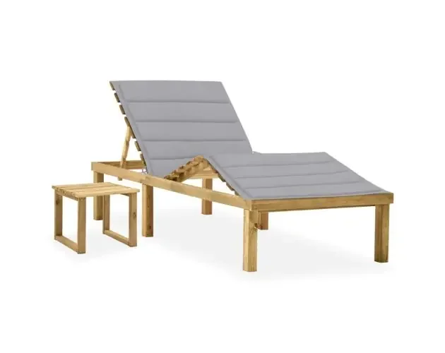 vidaXL tumbona de jardín con mesa y cojín de madera de pino impregnada | Brico Depôt Compra Adesso