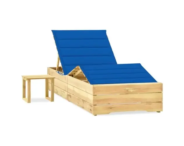 vidaXL tumbona de jardín con mesa y cojín de madera de pino impregnada | Brico Depôt Edizione Limitata
