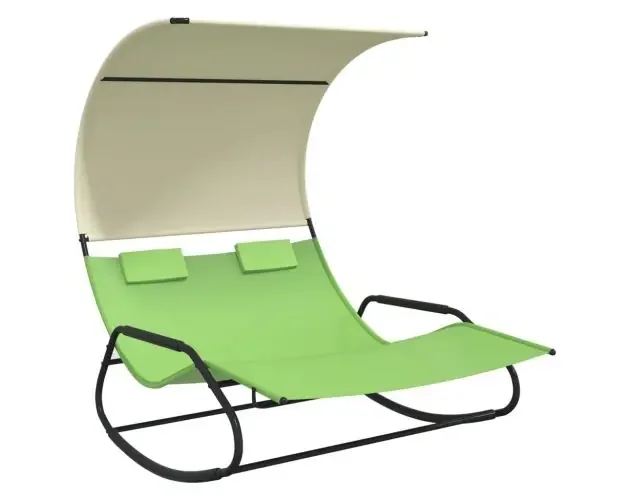 vidaXL tumbona mecedora doble con toldo verde y crema | Brico Depôt Scelto Dai Clienti