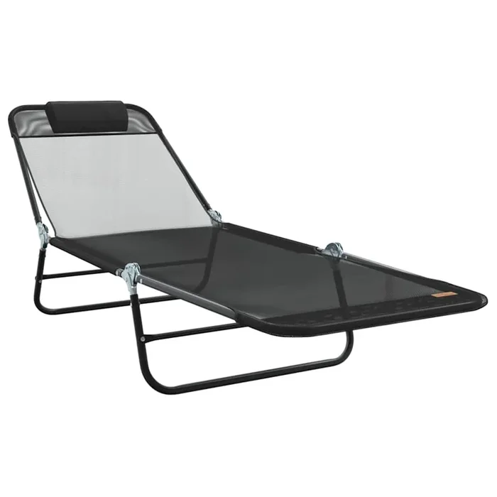 vidaXL Tumbona plegable 1-persona Negro 182 x 55 x 85.5cm Textileno