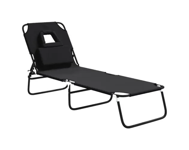 vidaXL tumbona plegable acero recubrimiento en polvo tela oxford negro | Brico Depôt Fatto A Mano