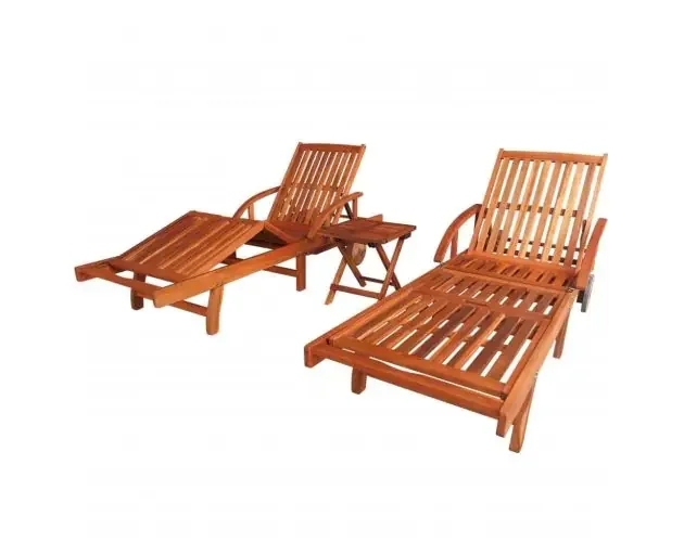 vidaXL tumbonas 2 unidades y mesita madera maciza de acacia | Brico Depôt Prezzo Basso
