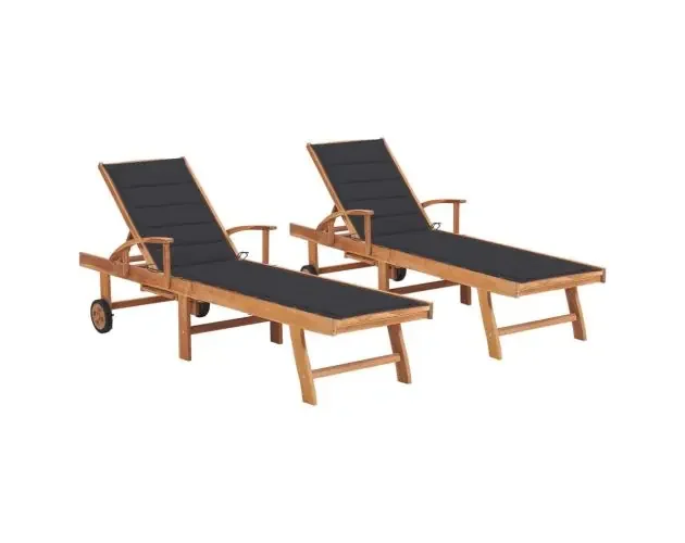 vidaXL tumbonas 2 unidadesds madera maciza de teca con cojín antracita | Brico Depôt Offerta Lampo