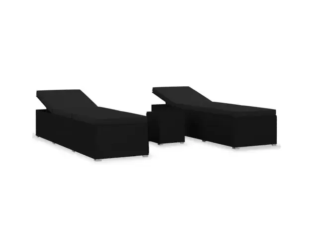 vidaXL tumbonas de jardín y mesita 3 piezas ratán sintético negro | Brico Depôt Prezzo Di Fabbrica