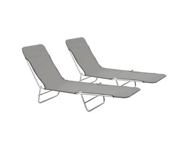 vidaXL tumbonas plegables 2 unidades acero y tela gris | Brico Depôt Spedizione Mondiale