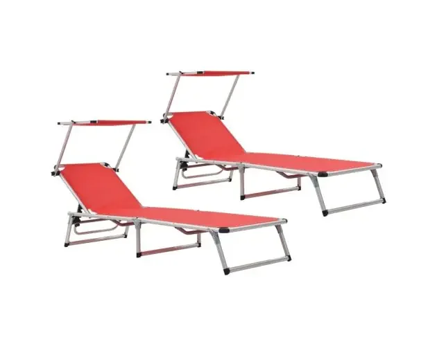 vidaXL tumbonas plegables con techo 2 uds aluminio y textilene rojo | Brico Depôt Ultimissimo Modello