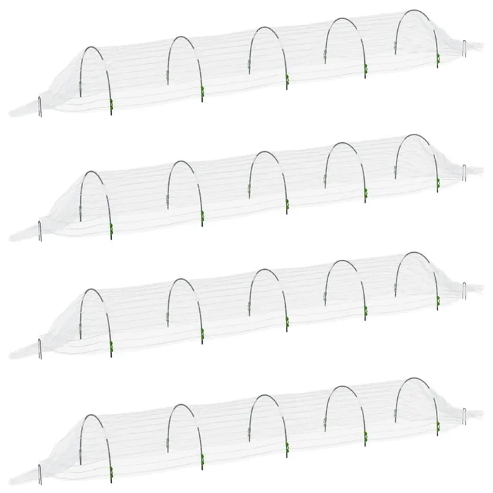 vidaXL Túneles de malla 4 uds fibra de vidrio y PP 1,5×5 m