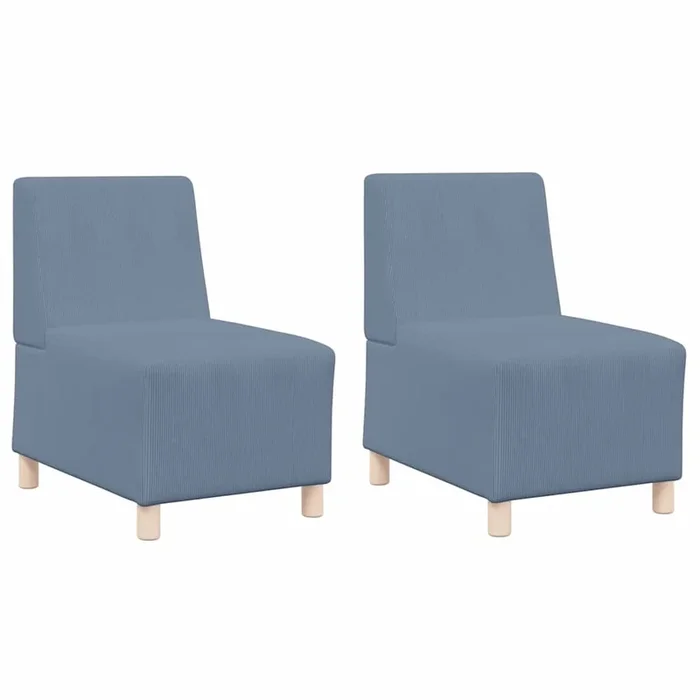 vidaXL Unidad de Sofá Modular sin Brazos 2 pcs Azul 55 x 74 x 82 cm (2)