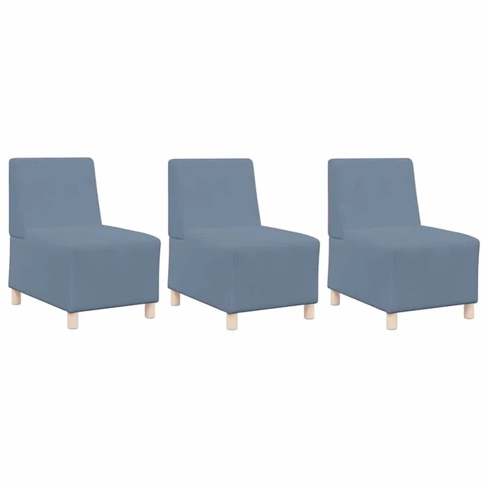 vidaXL Unidad de Sofá Modular sin Brazos 3 pcs Azul 55 x 74 x 82 cm (2)